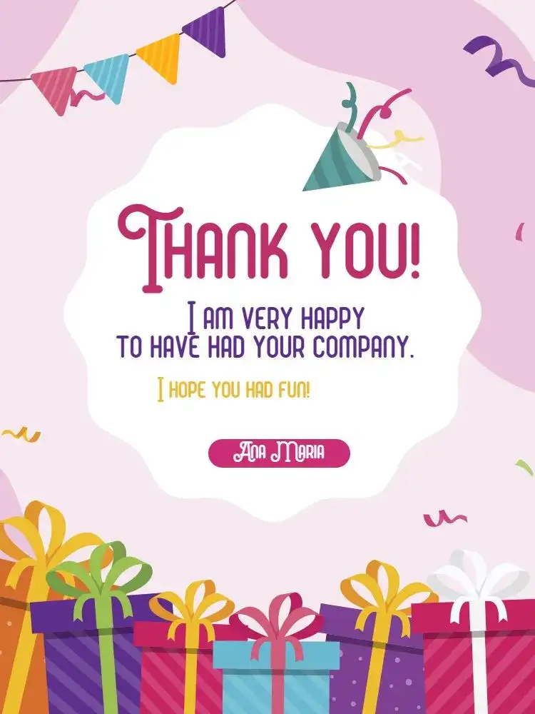 Thank You Card Kids Pink Meeting Presence