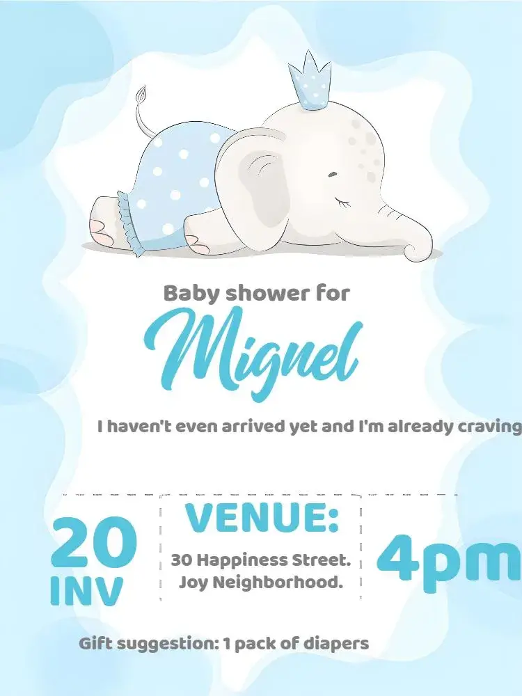 Elephant Diaper Shower invitation