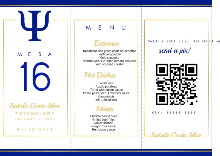 Invitation Menu Triangle Psychology Graduation Menu – Graduation theme modern, blue, triangular, elegant, minimalist, psychology