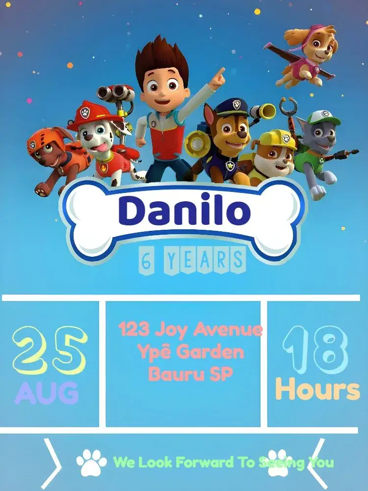 Paw Patrol Bone invitation