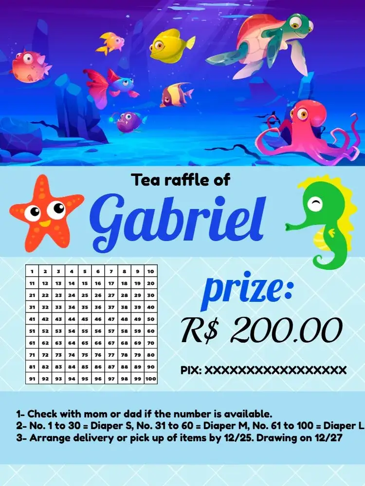 Blue Sea Underwater Raffle Tea invitation