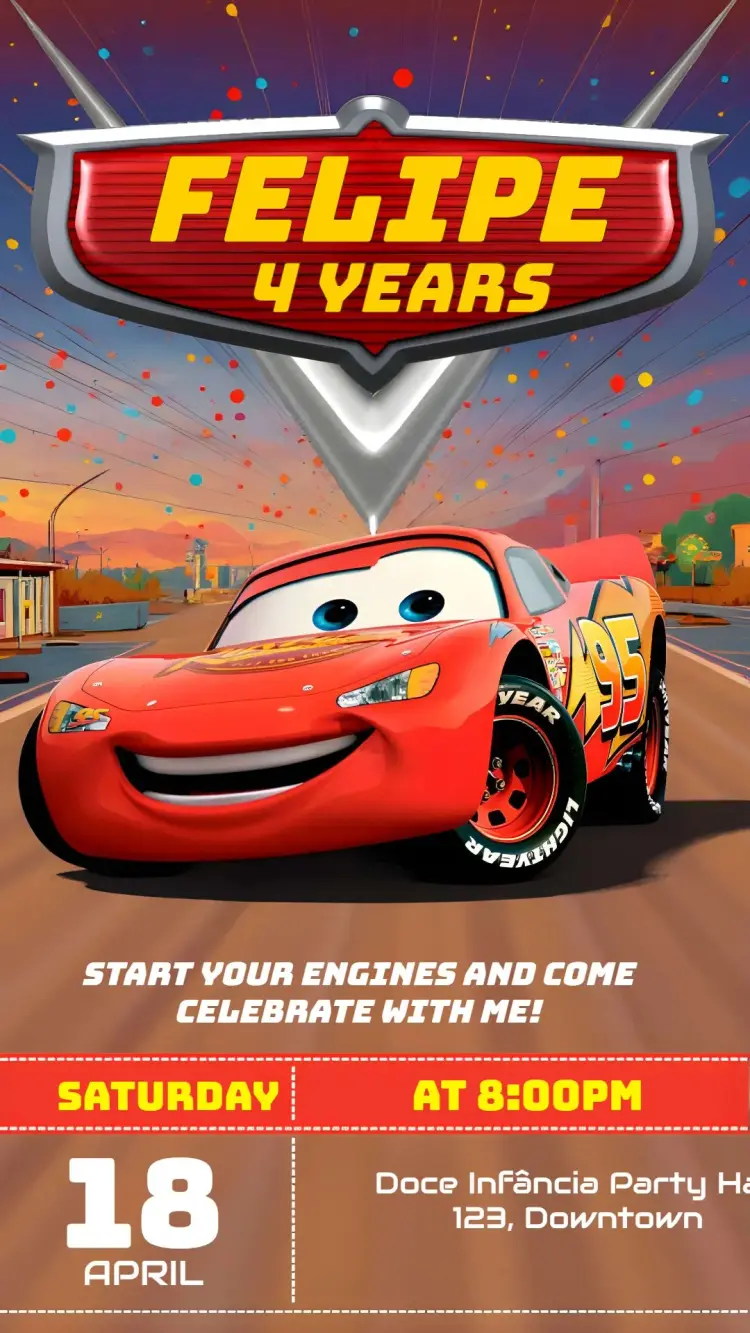 Editable Cars and Lightning McQueen invitations