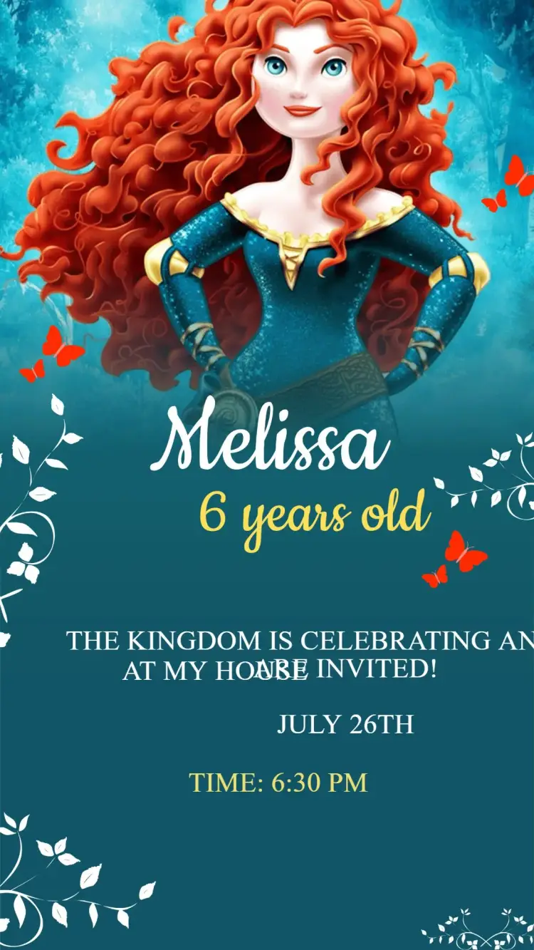 Editable and Personalized Brave Merida Children's Digital Invitation
