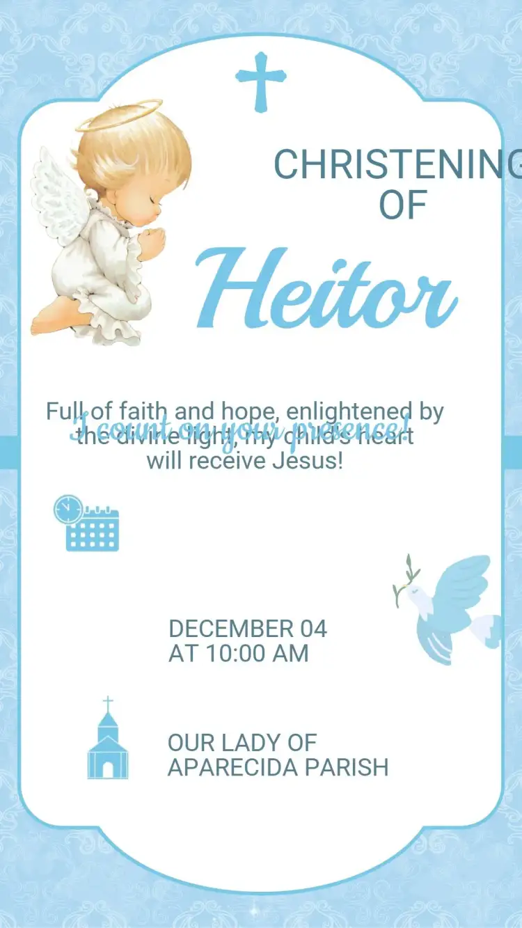 Invitation Baptism Invitation – Baptism theme floral, classic, modern, minimalist, pastel, golden