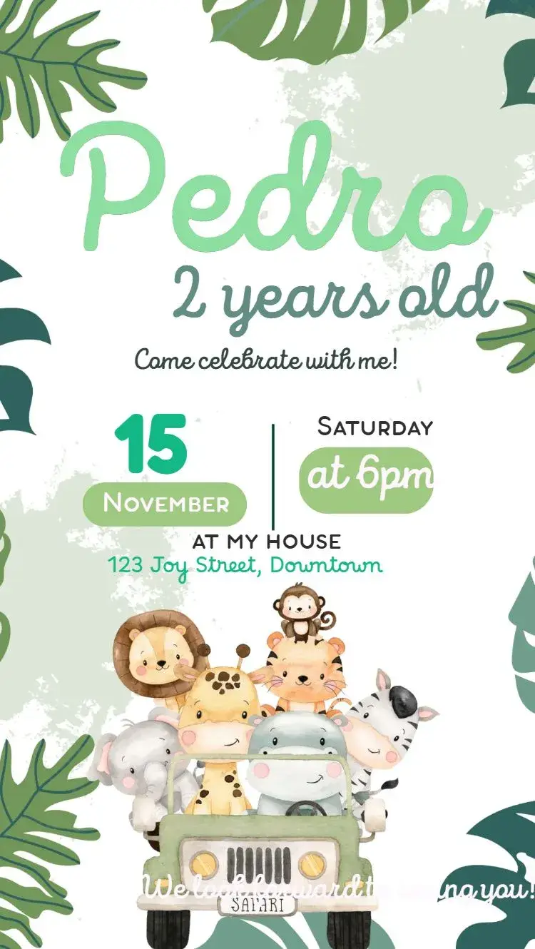Watercolor Safari invitation