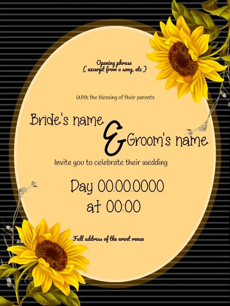 Dark Sunflower Wedding invitation