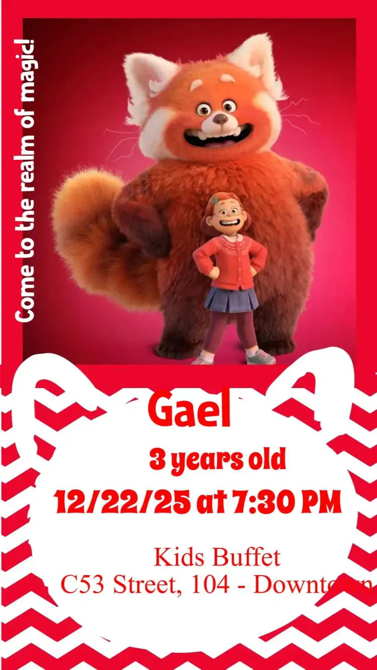Invitation Red is a Beast – Kids' Birthday Party theme vibrant, childlike, colorful, fun-filled, animal-themed