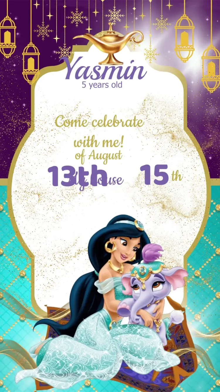 Princess Jasmine Birthday Invitation