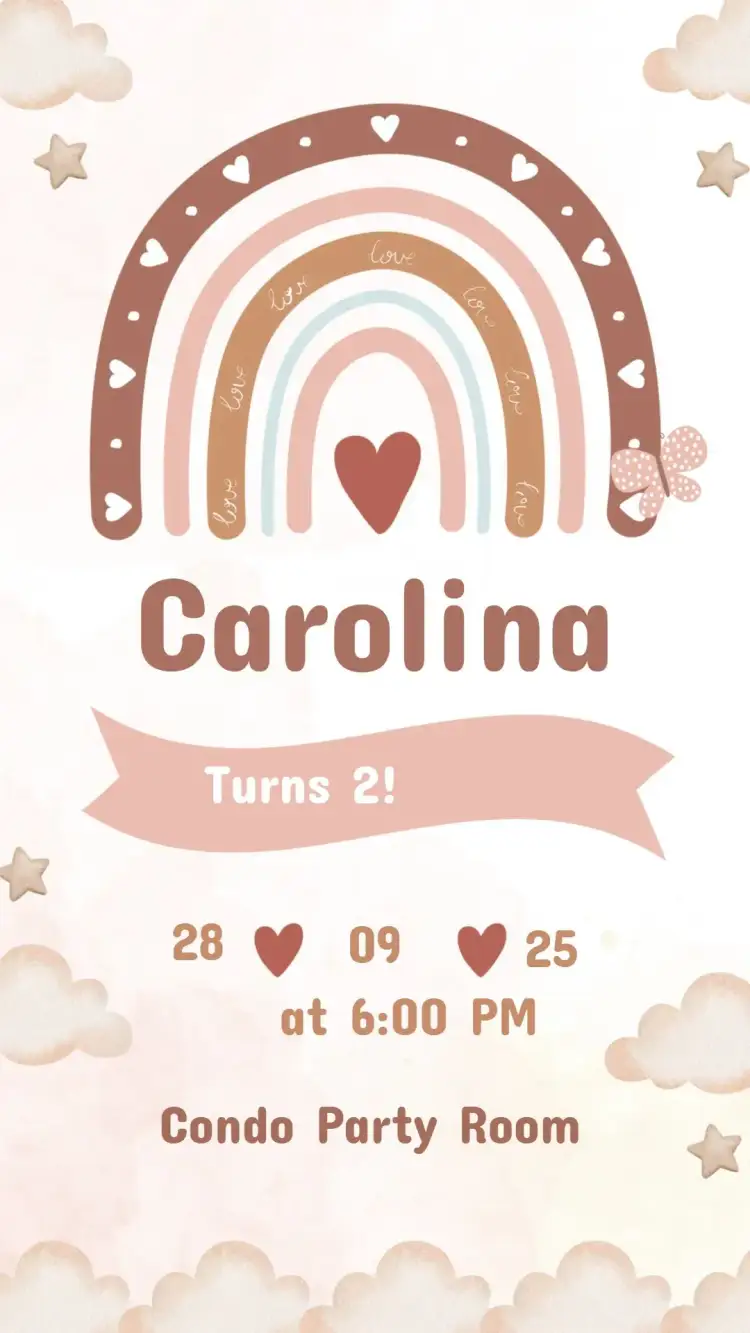 Invitation Boho Girl Child Birthday Invitation – Kids' Birthday Party theme boho, colorful, playful, floral, delicate