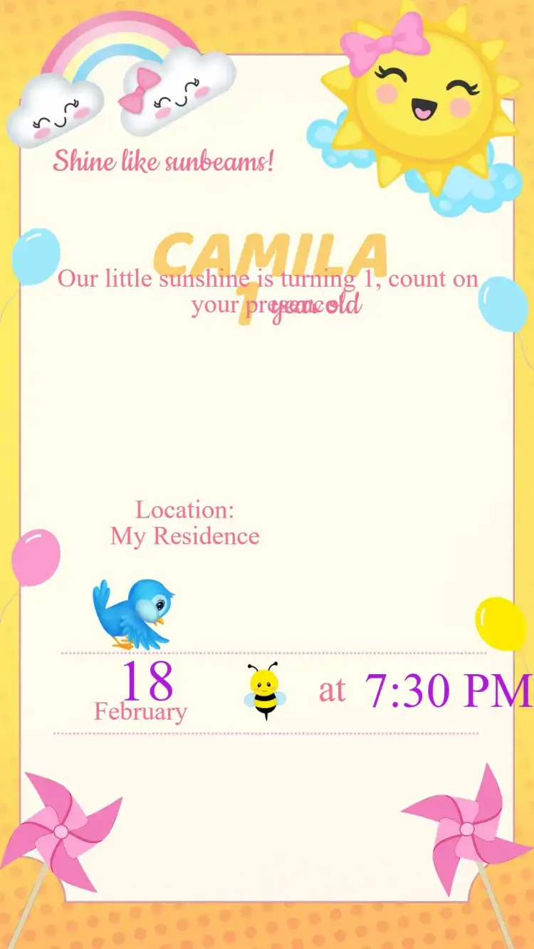 Sunbeam Birthday Invitation