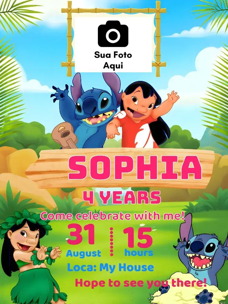 Lilo And Stitch With Disney Photo invitation