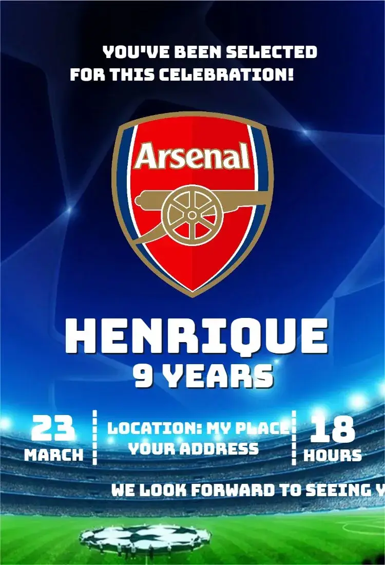 Invite Arsenal 1 editable and customizable