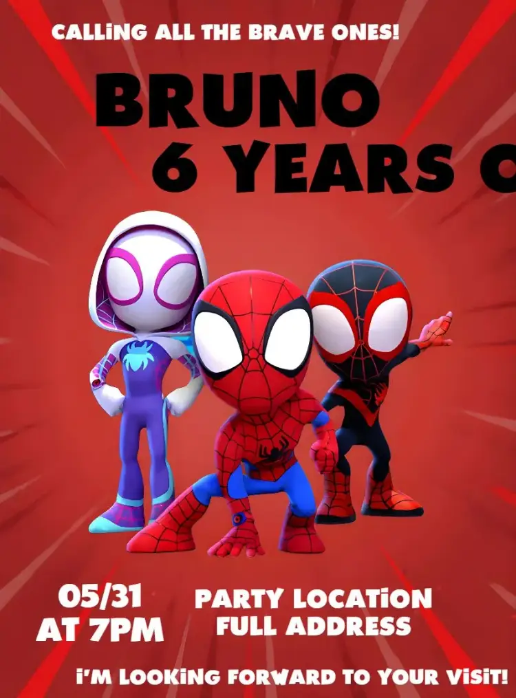 Spidey And Friends White invitation