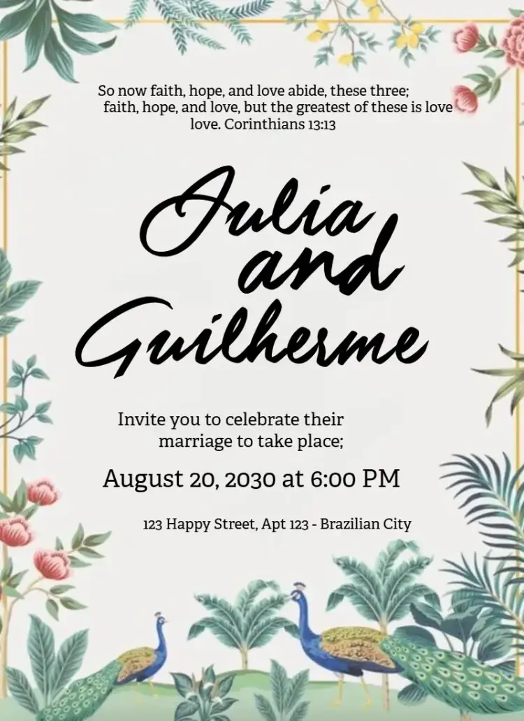 Nature and Peacocks invitation