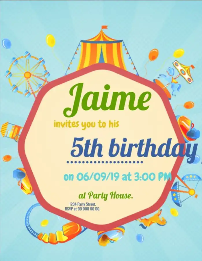 Invitation Circus Celebration – Kids' Birthday Party theme colorful, fun, playful, modern, circus-themed, playful