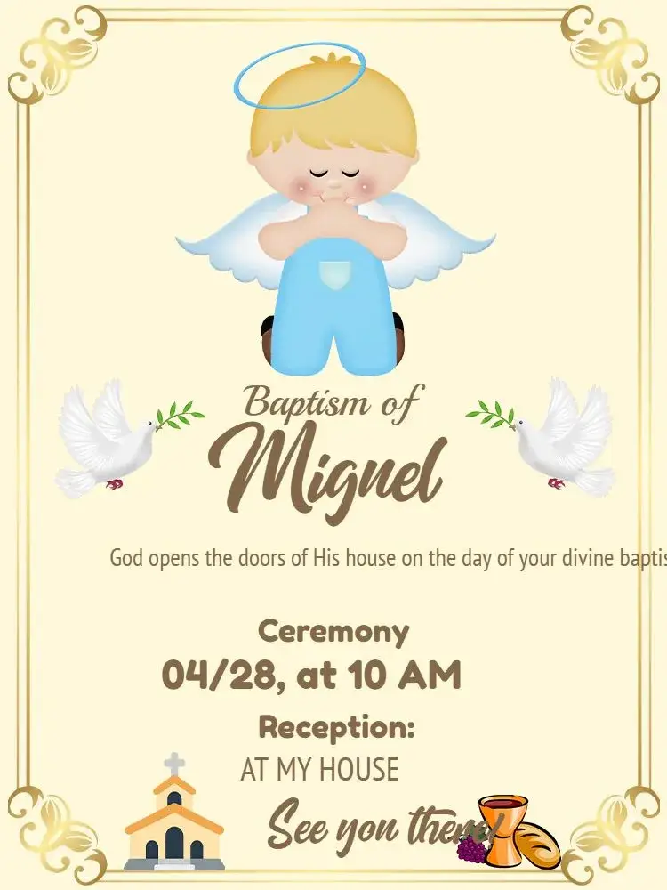 Angel First Baptism invitation