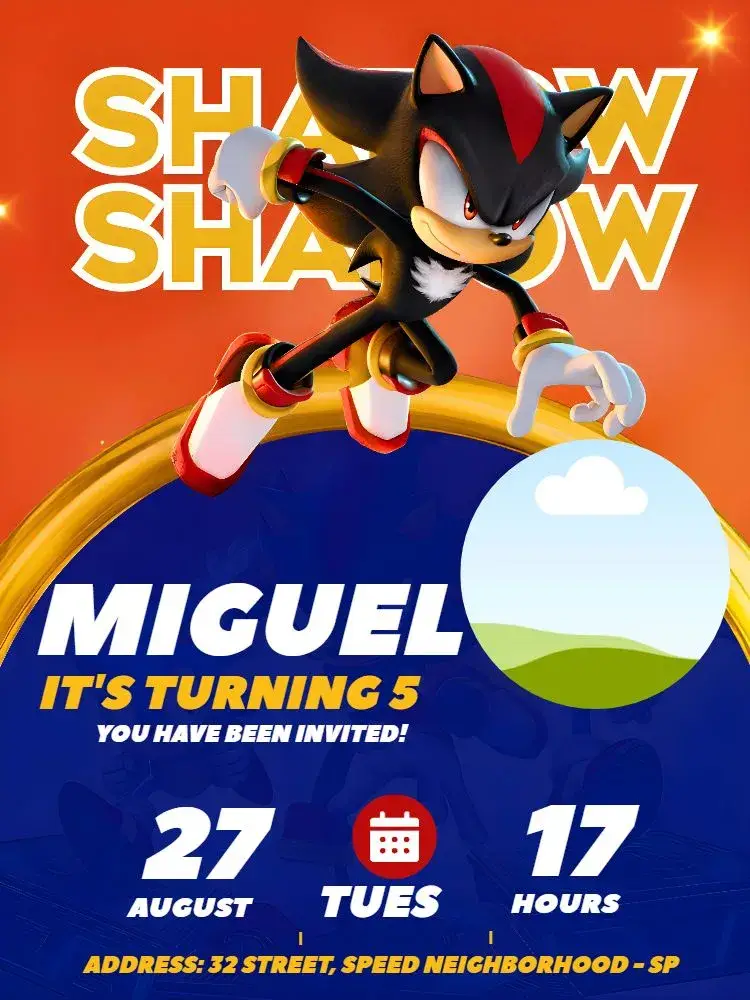 Shadow Sonic With Yellow Photo invitation