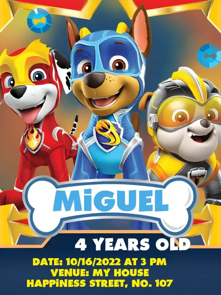 Blue Paw Patrol invitation