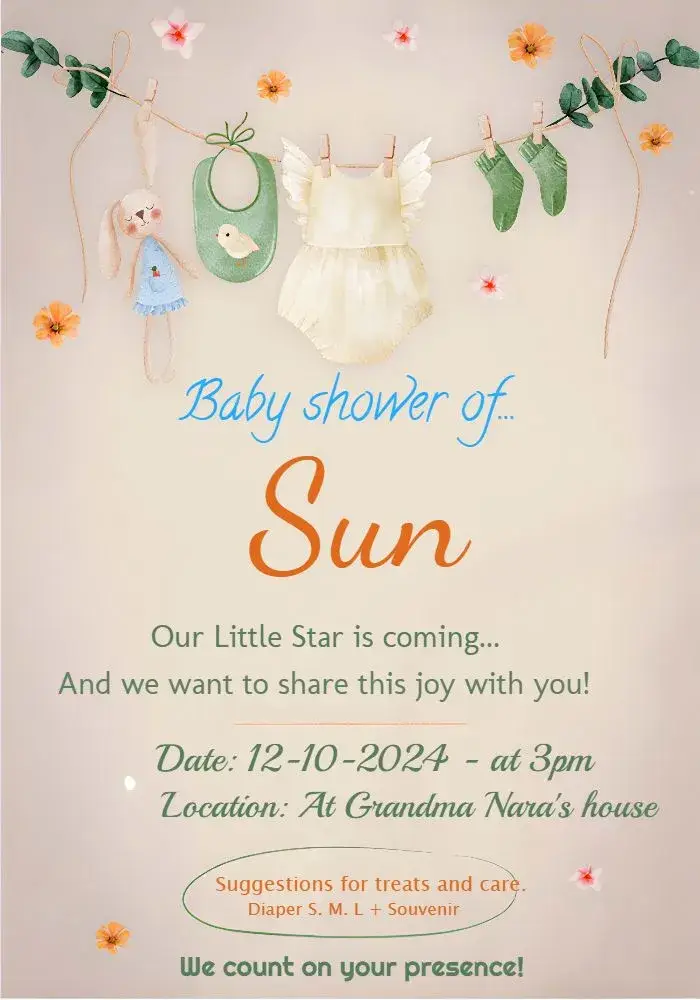 Baby Shower Clothesline Diaper Party invitation