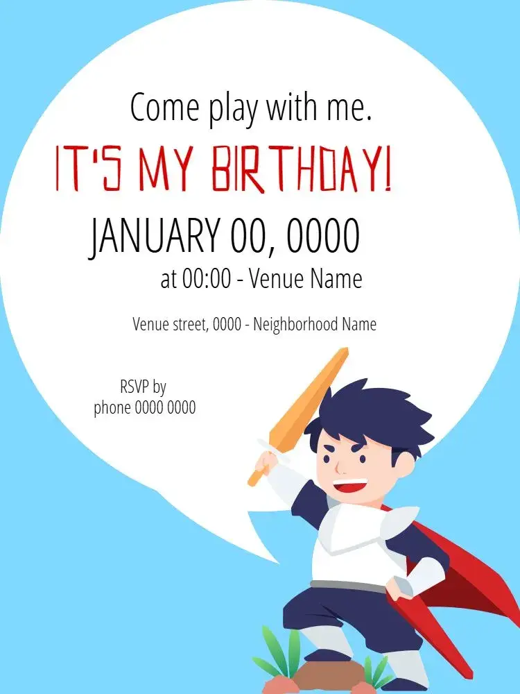 Invite Blue Boy editable and customizable