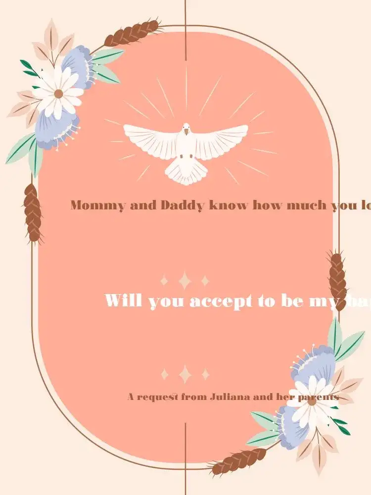 For Godparents Of Delicate Brown Floral Baptism