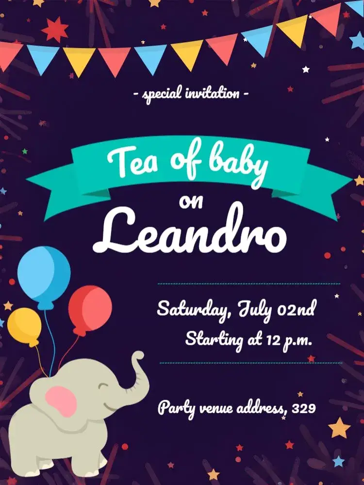 Elephant Baby Shower Balloons invitation