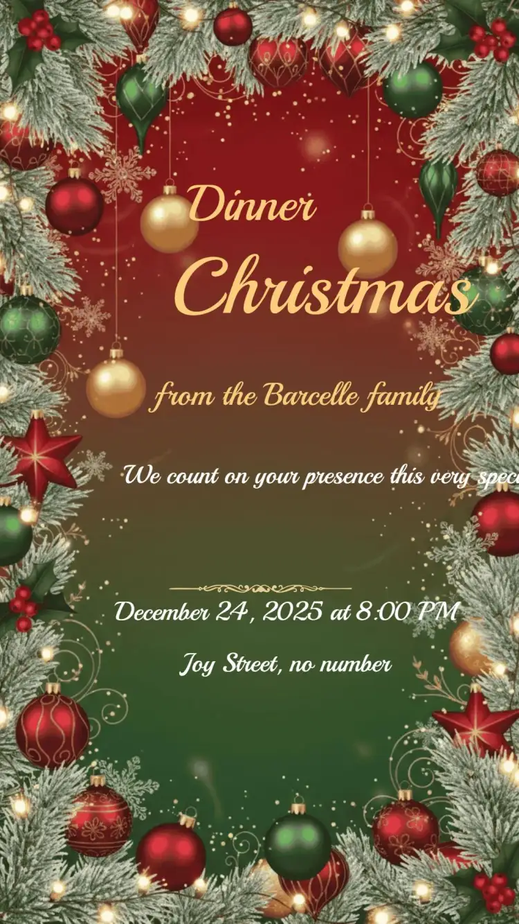 Invitation Christmas Party Invitation – Commemorative Dates theme red and green, golden, minimalist, vintage, modern
