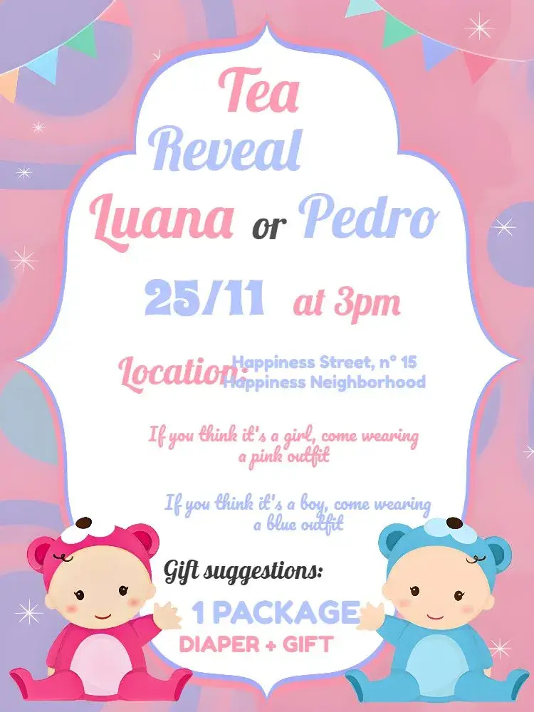 Baby Gender Reveal Tea Party White invitation