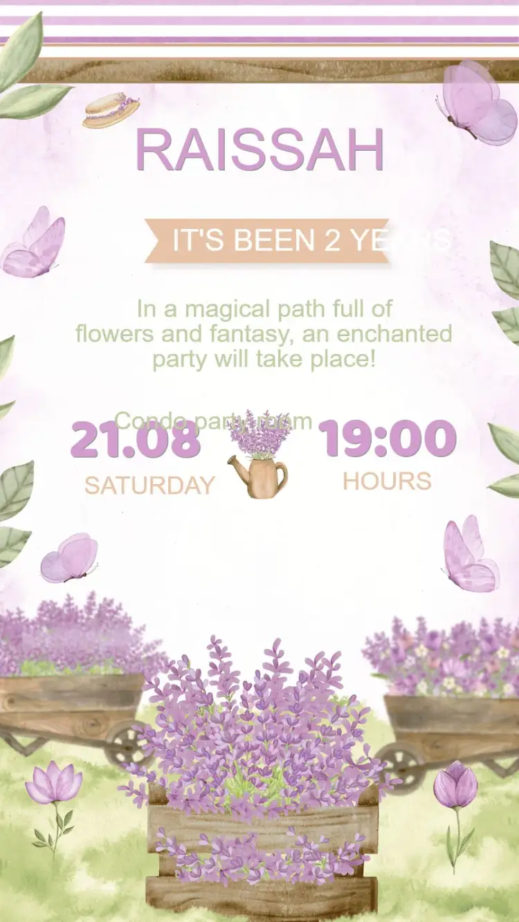 Invitation Enchanted Garden Birthday Invitation – Kids' Birthday Party theme floral, colorful, playful, magical, romantic, vibrant