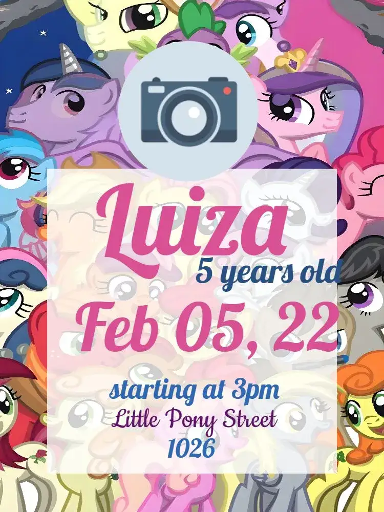 Invitation My Little Pony Ponies – Kids' Birthday Party theme colorful, childish, fantasy, pink, themed, fun