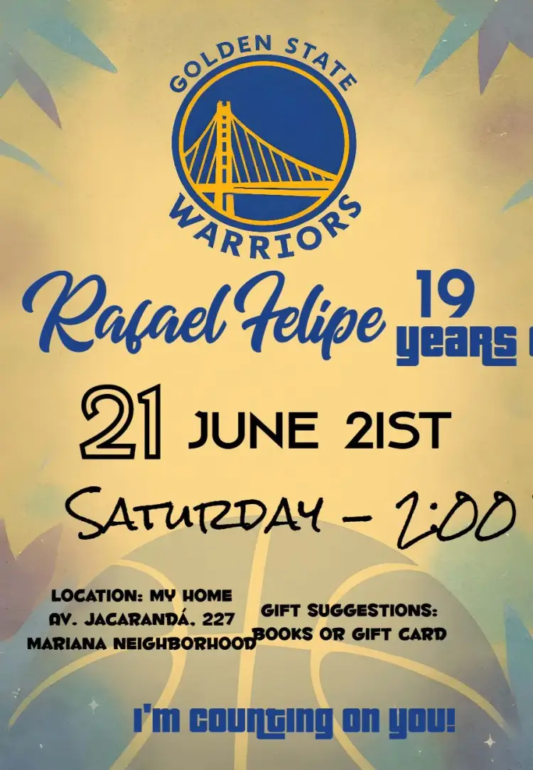 Golden State Warriors NBA Kids invitation