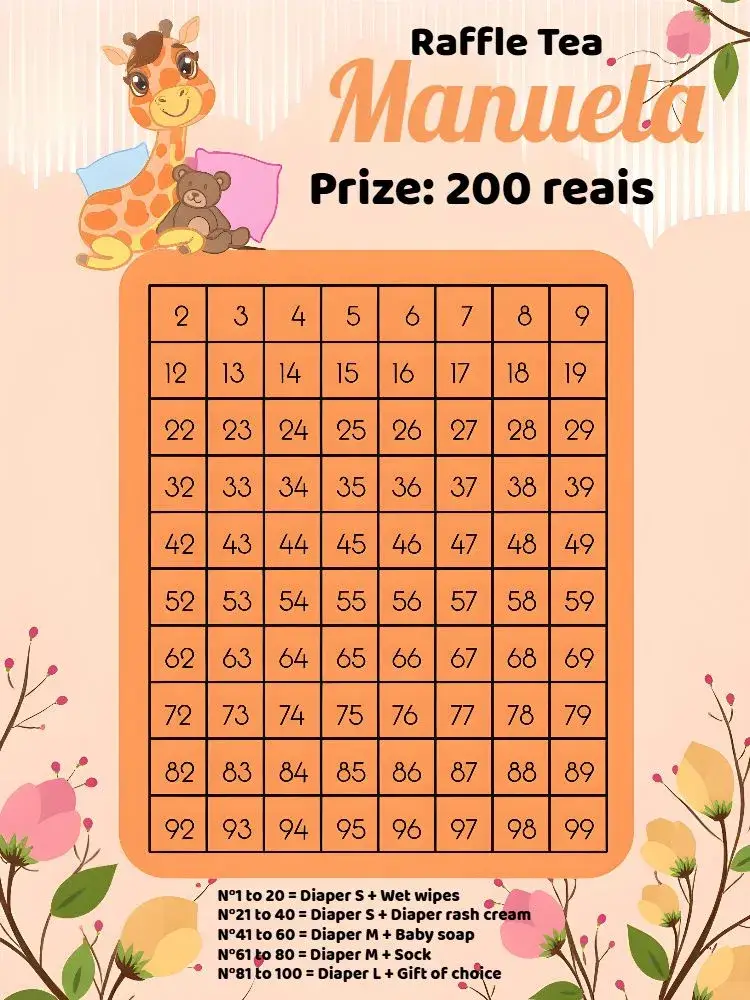 Pink Giraffe Raffle Tea invitation