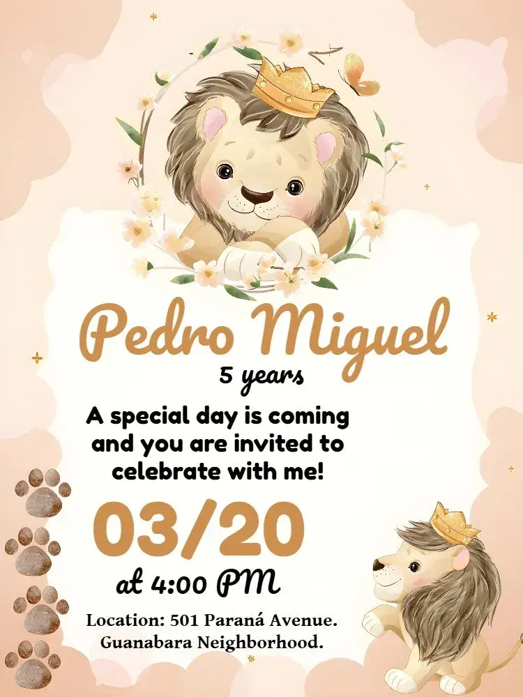Little Lion Royalty invitation