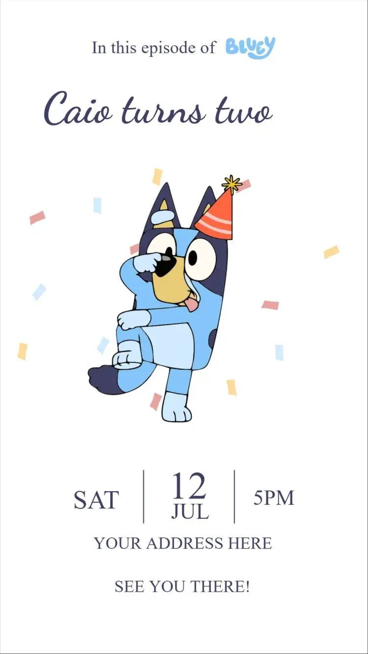 Bluey invitation