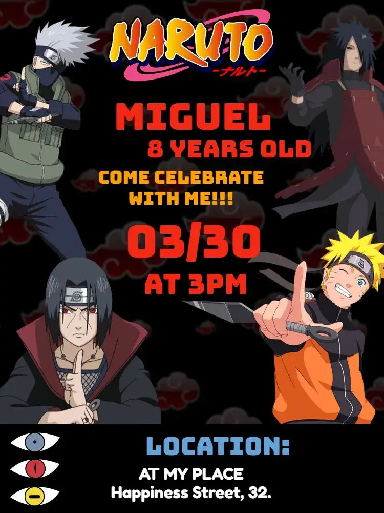 Red Naruto invitation