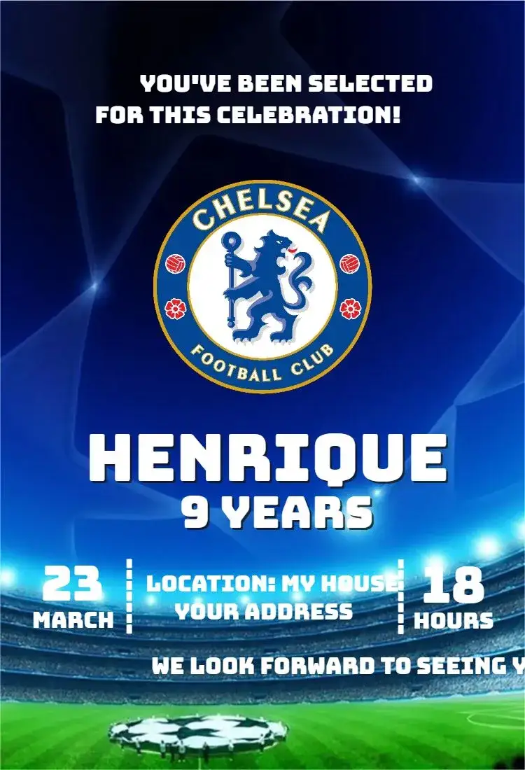 Invitation Chelsea 1 – Birthday theme sporty, vibrant, modern, colorful, fun, themed