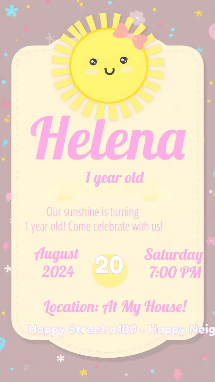 Yellow Sunshine Ray invitation