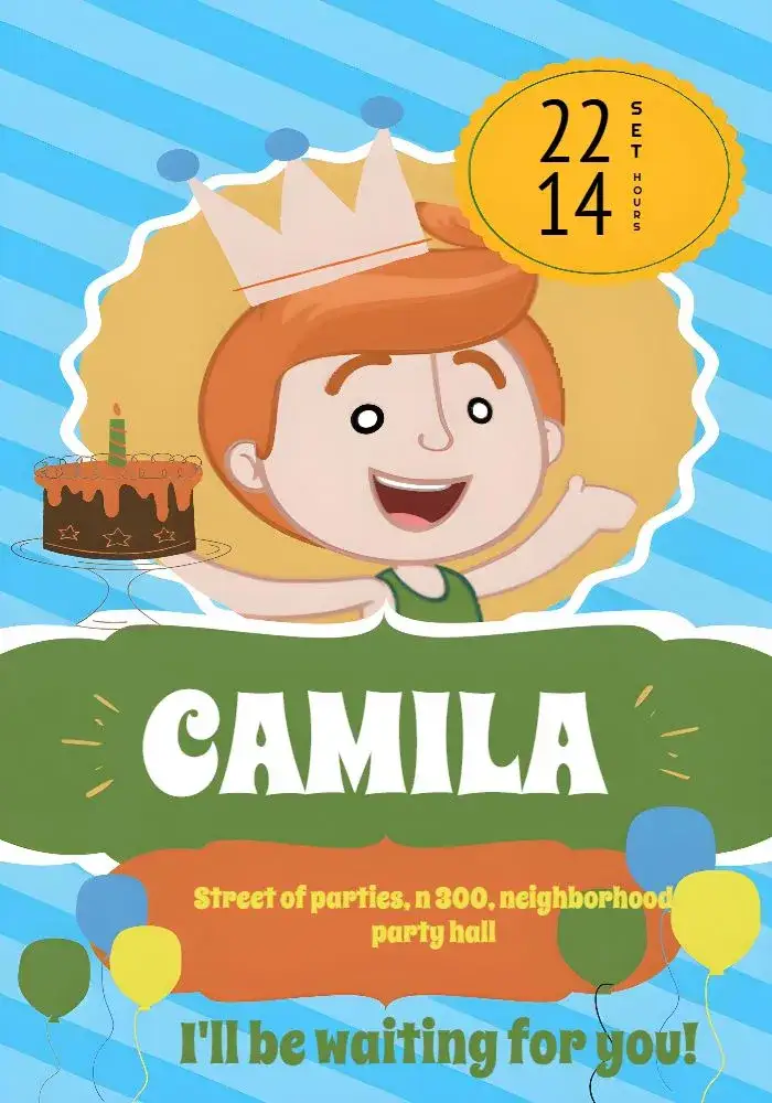 Invitation Infantil Mundo Bita Balões – Kids' Birthday Party theme colorful, fun, childish, themed, festive, cheerful