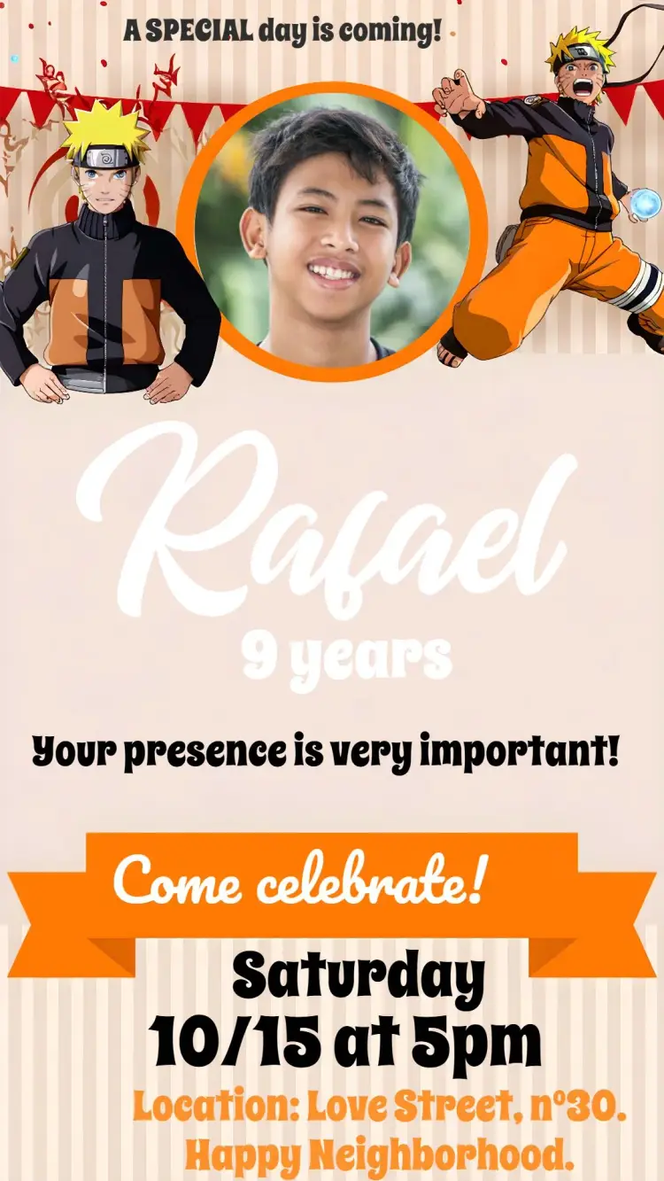 Naruto With Akatsuki Photo invitation