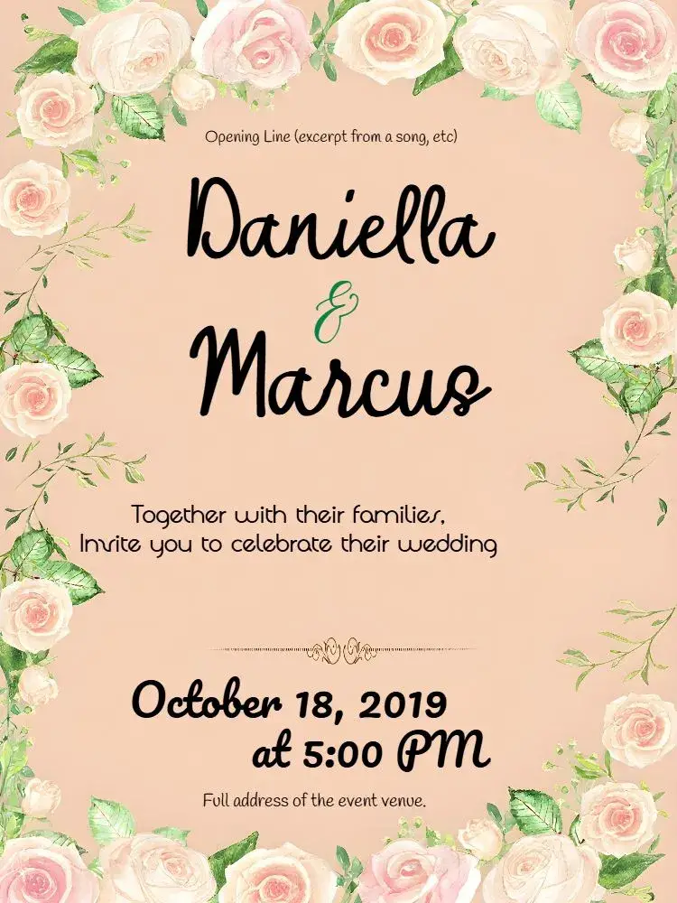 Pink Floral Wedding invitation