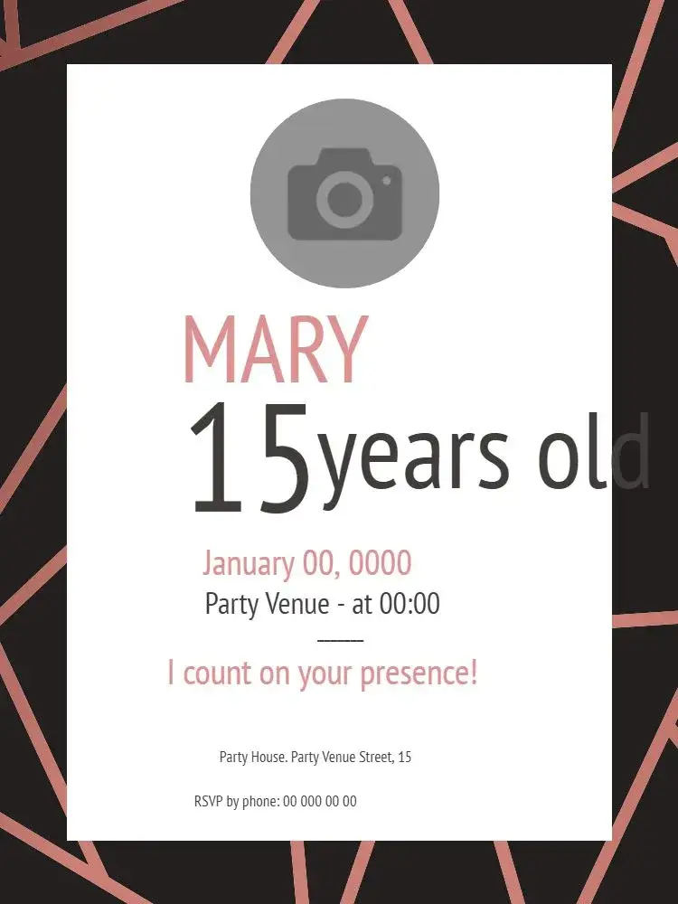 Invite Customized 15th Birthday editable and customizable