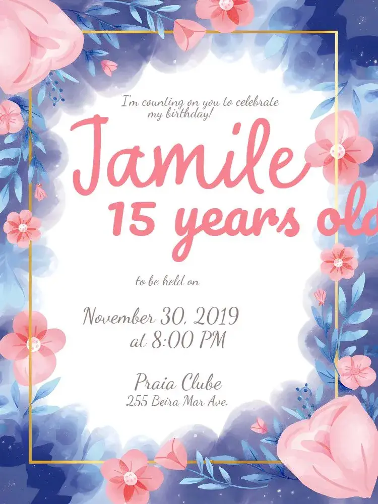 Rose Floral - 15 Delicate Years invitation