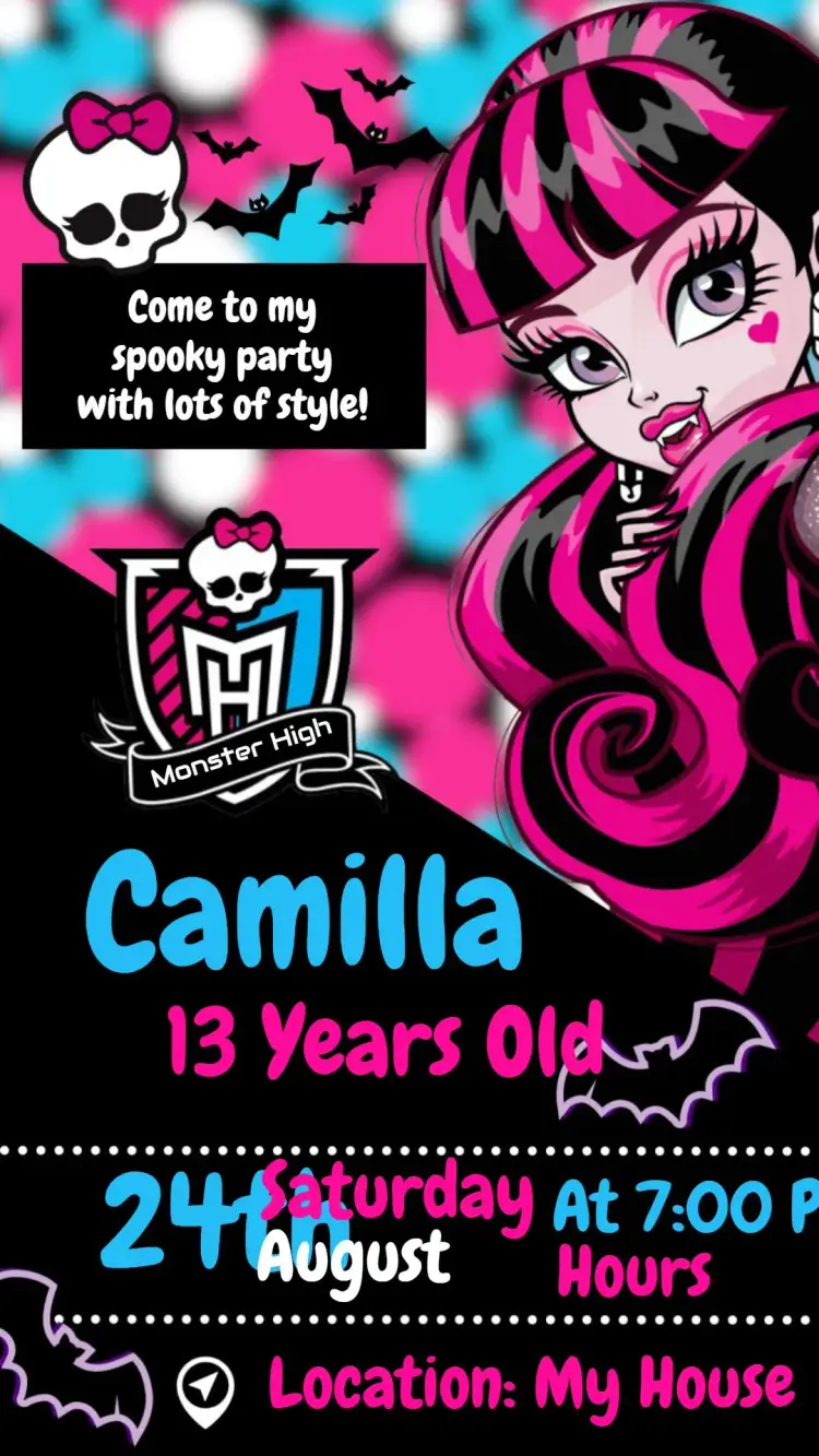 Invitation Monster High Doll – Most searched for theme pink, modern, fun, colorful, fantasy