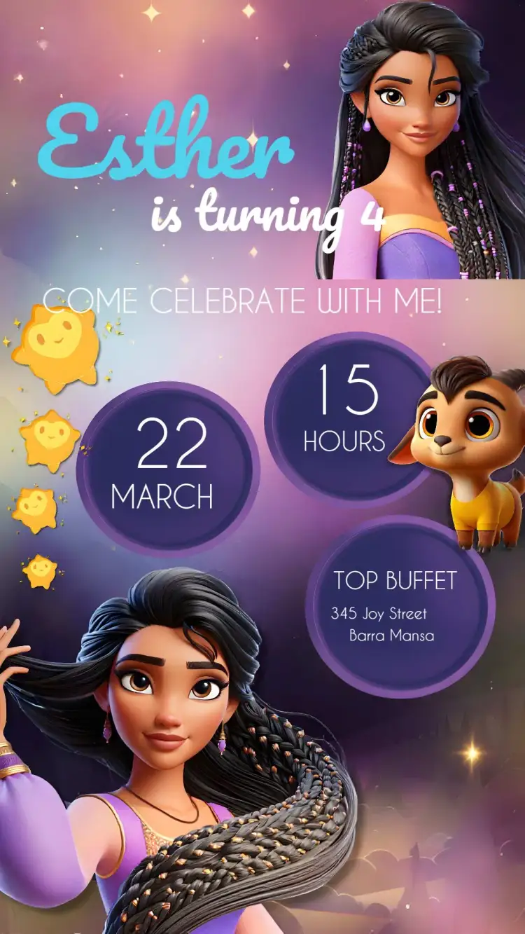 Invitation Wish: The Power of Children's Wishes – Commemorative Dates theme lilac, magical, children's, fun, colorful, fantasy