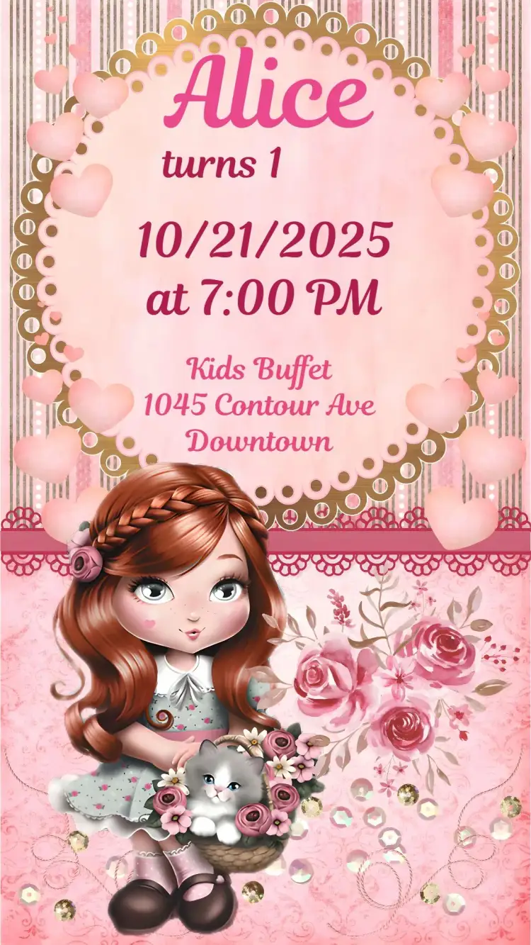 Invitation Jolie – Kids' Birthday Party theme colorful, fun, childlike illustrations, modern, playful, playful