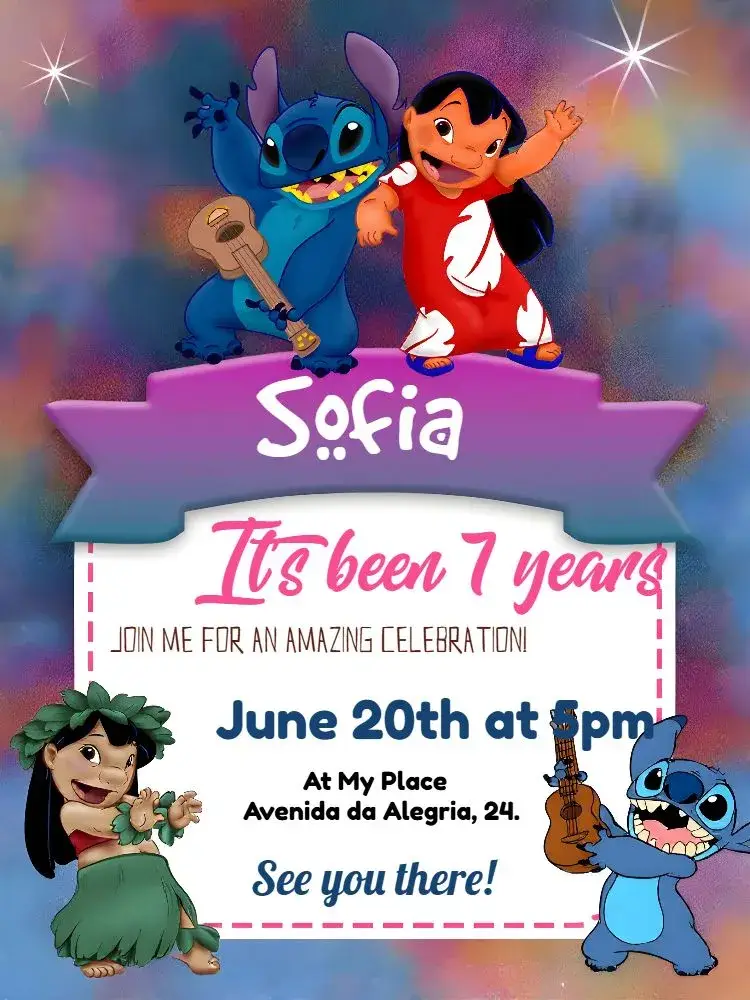 Lilo And Stitch Girl invitation