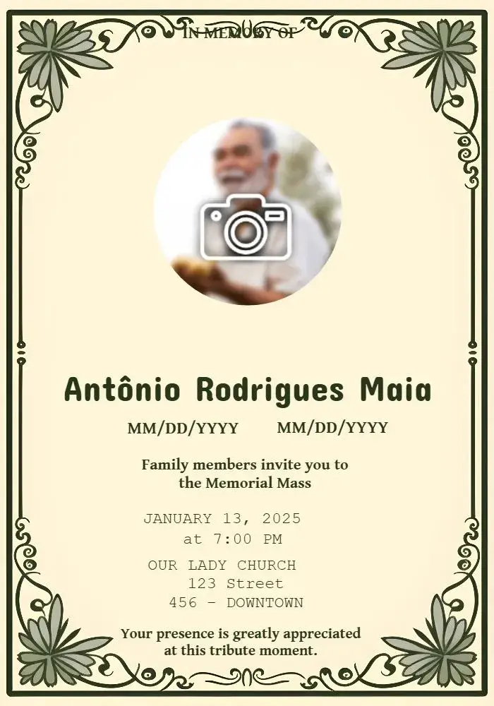 Funeral Mass With Green Photo invitation