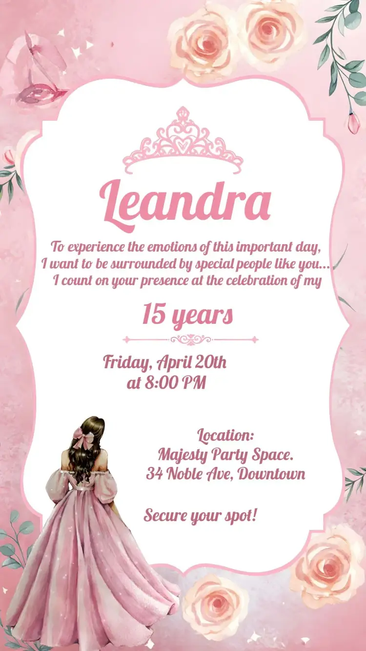 15th Birthday Floral Princess invitation