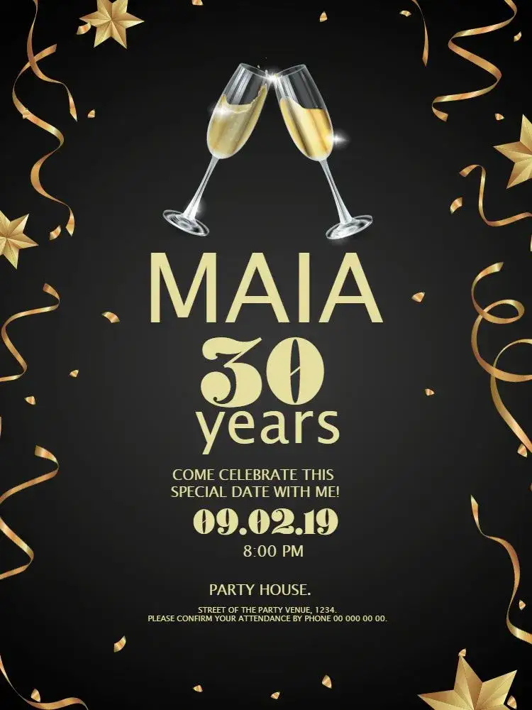 Invitation Champagne Toast Party – Birthday theme golden, sophisticated, glamorous, festive, modern
