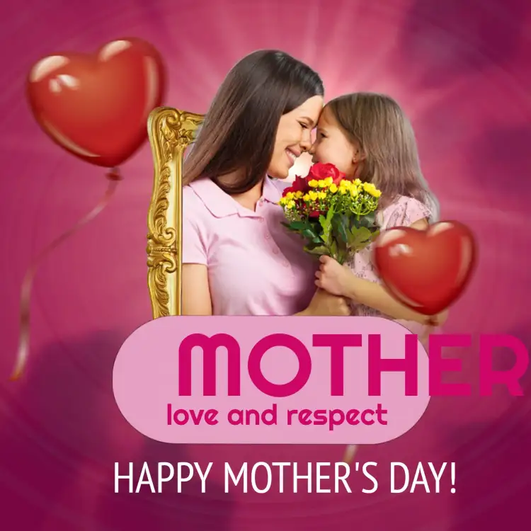 Invitation Mother's Day Post Daughter – Commemorative Dates theme pink, red, floral, modern, delicate, cheerful